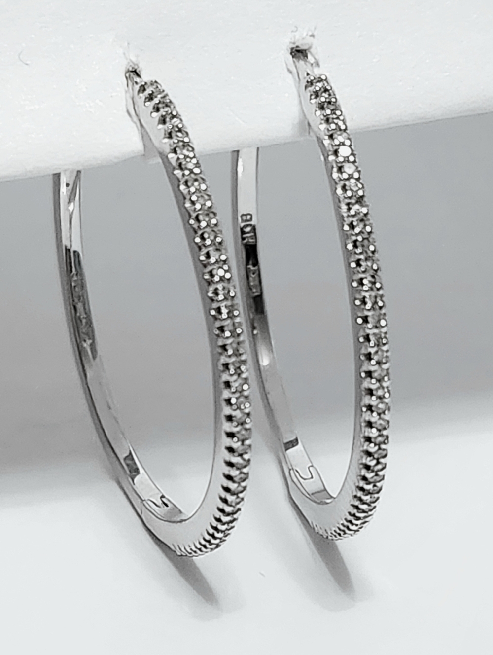 Diamond VS / G-H 14K White Gold Hoop Earrings Cerificate